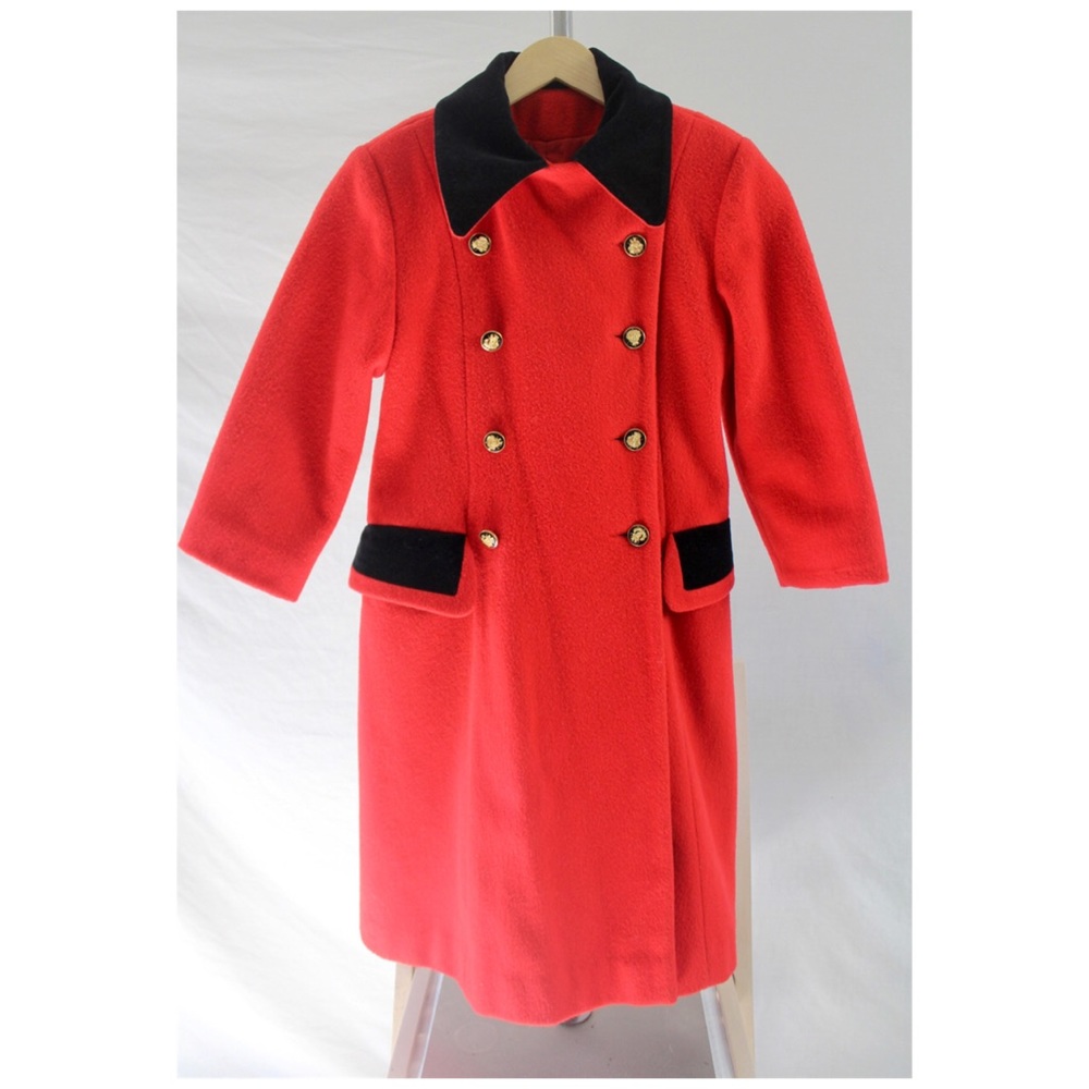 Vintage Rothschild Girls Red Wool Dress Coat Large - Picture 3 of 9